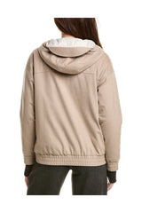 Women's Beige Wool Hooded Jacket
