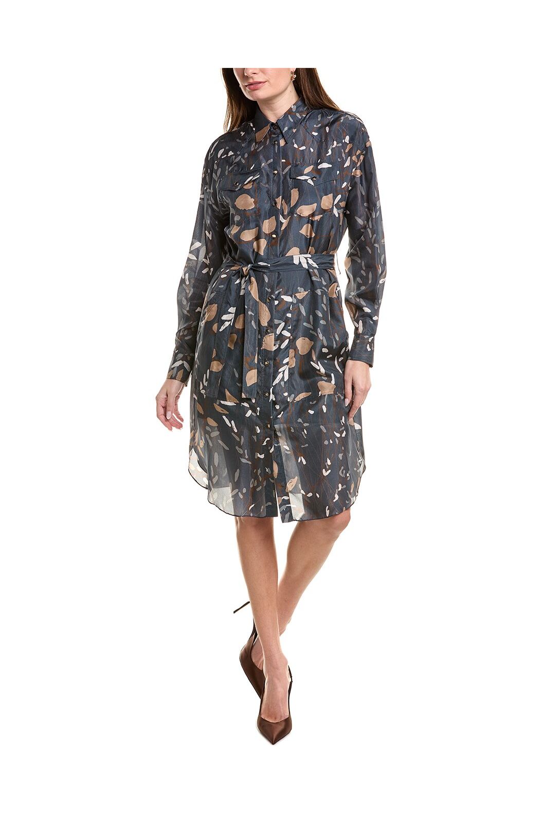 Women's Blue Silk Shirt Dress