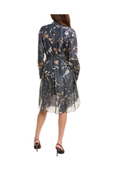 Women's Blue Silk Shirt Dress