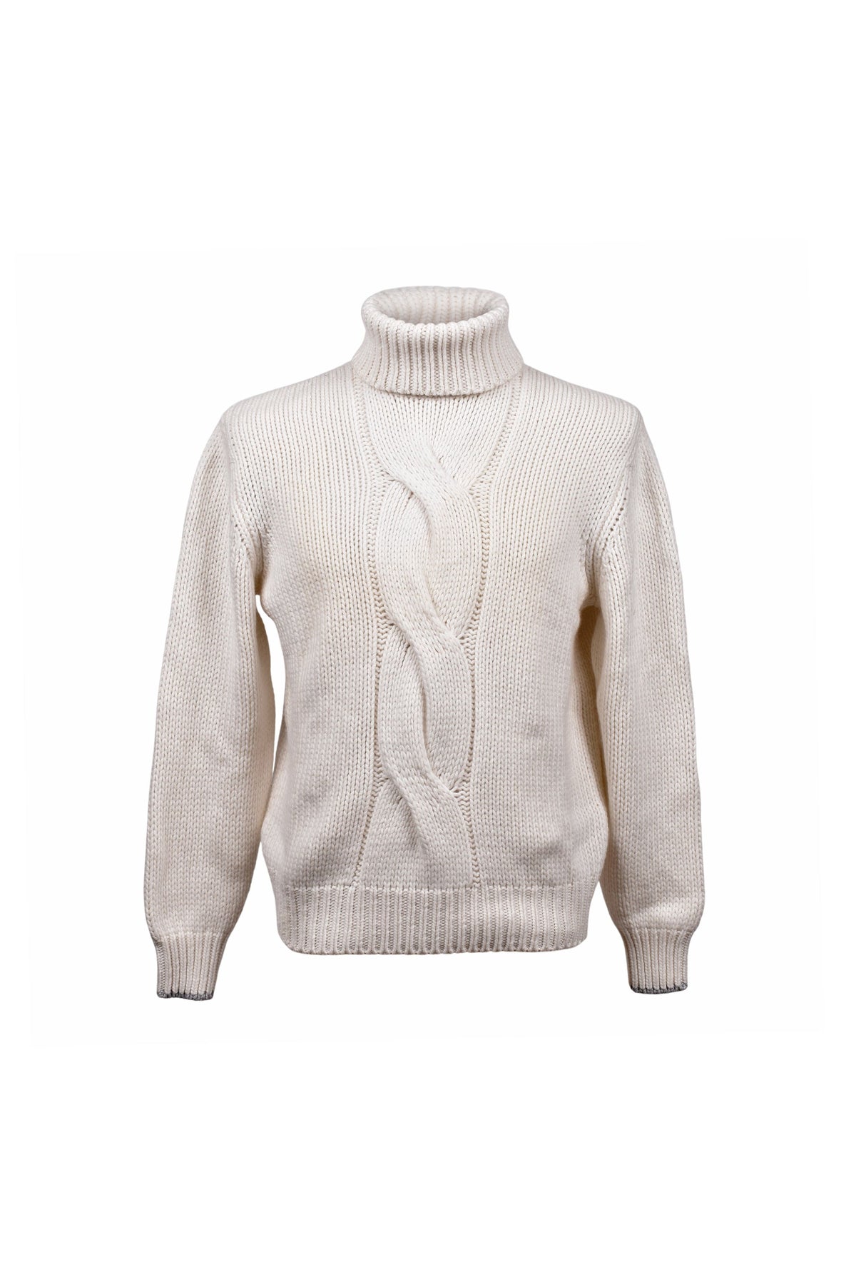 Men's Cream Cashmere Cable Sweater
