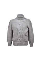 Men's Light Grey Cashmere Turtleneck Sweater