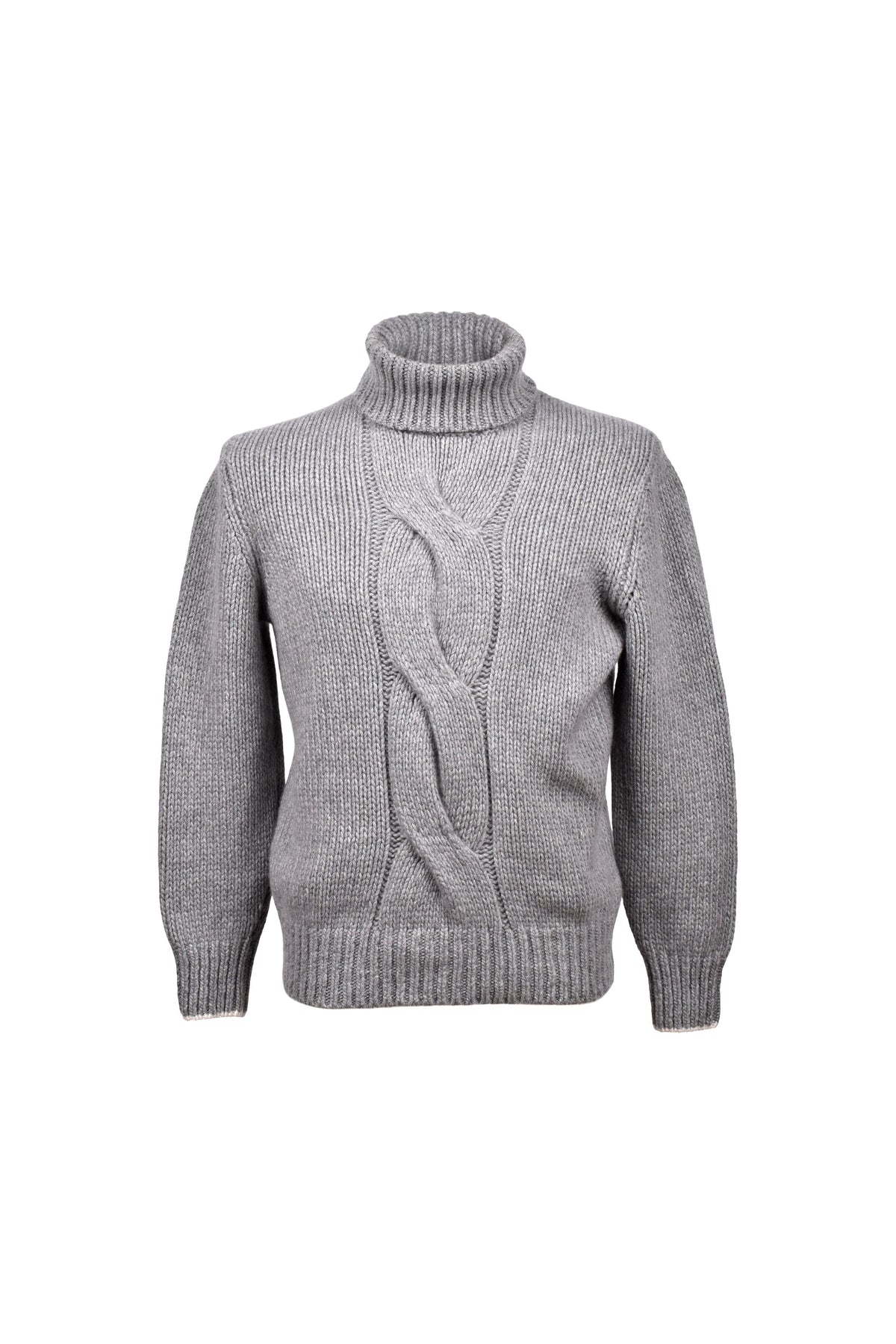 Men's Light Grey Cashmere Turtleneck Sweater
