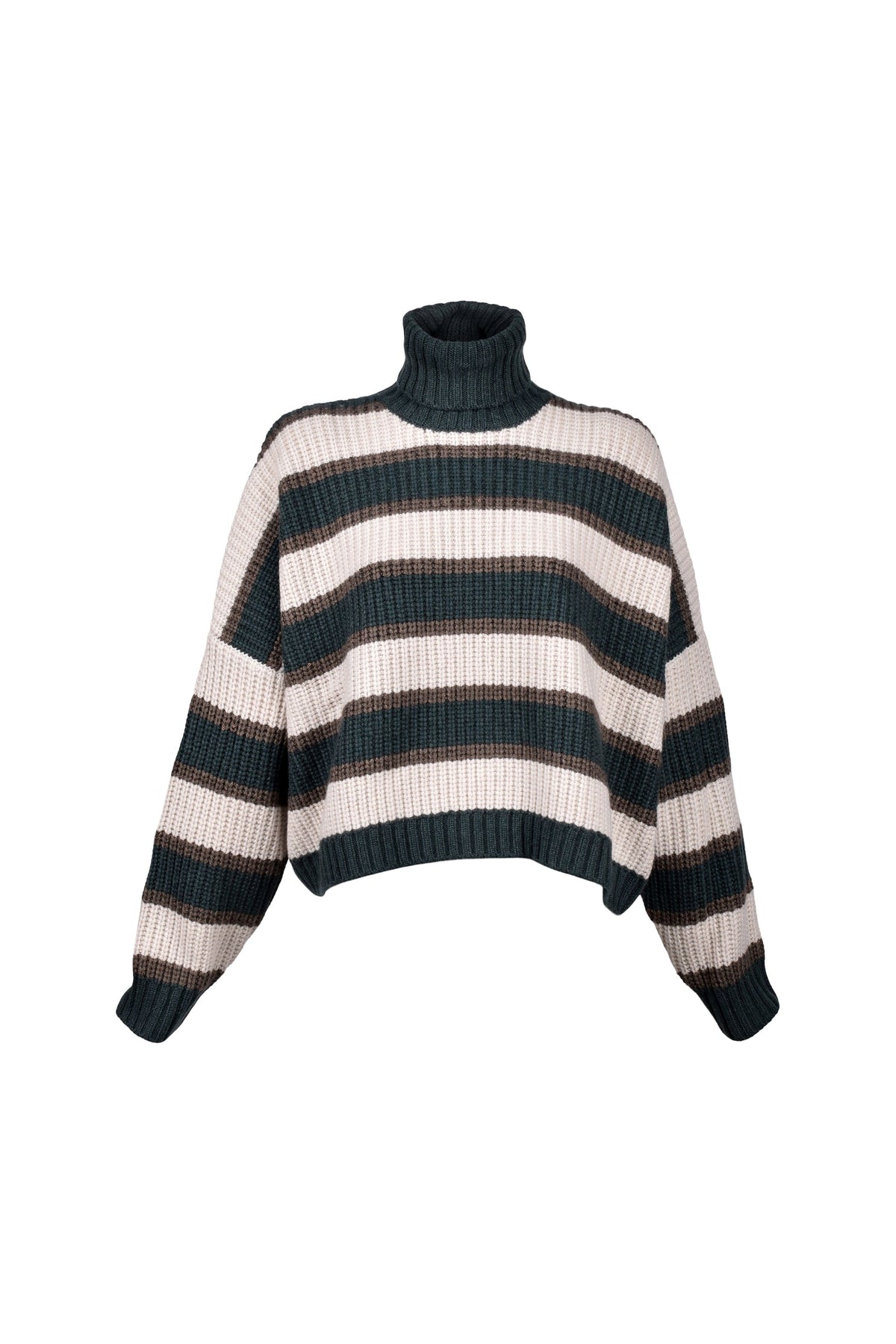 Women's Striped Cashmere Knit Turtleneck Sweater