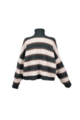 Women's Striped Cashmere Knit Turtleneck Sweater