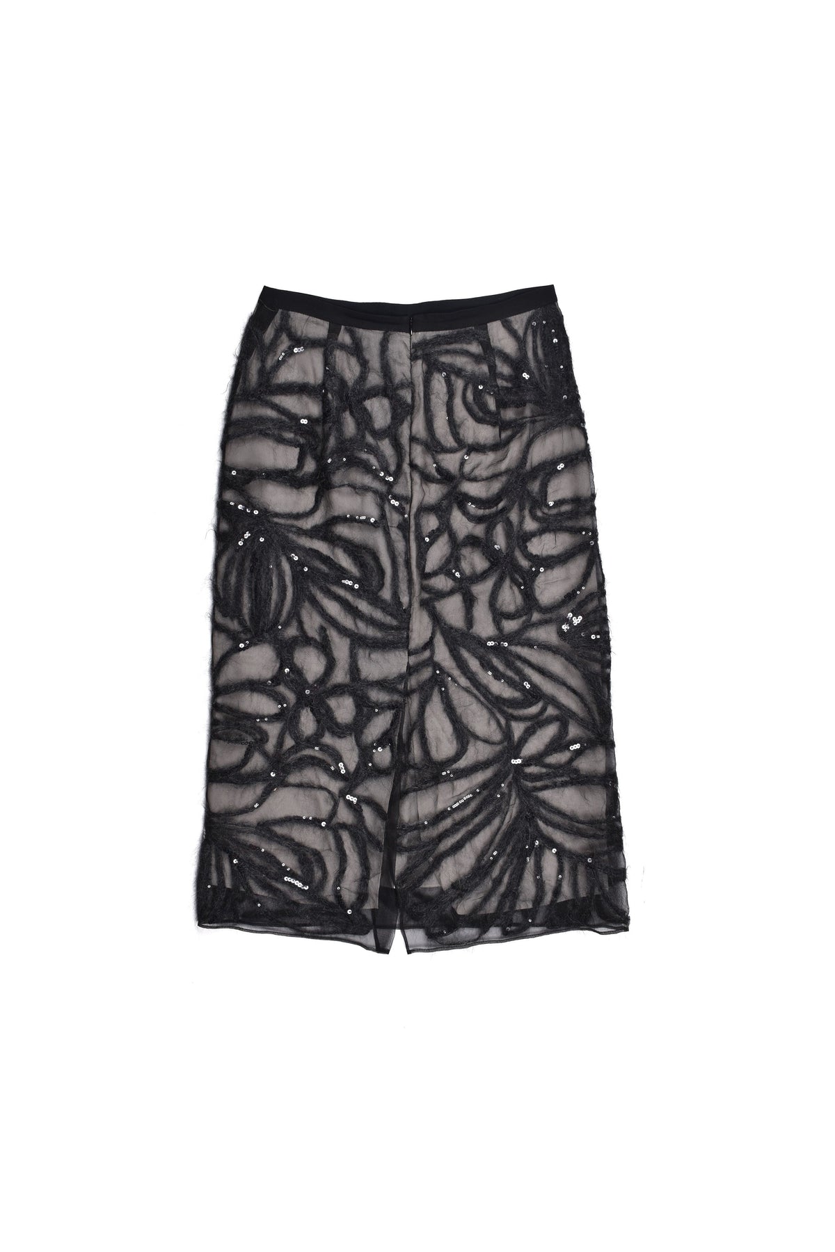Women's Black Silk Sequin Skirt
