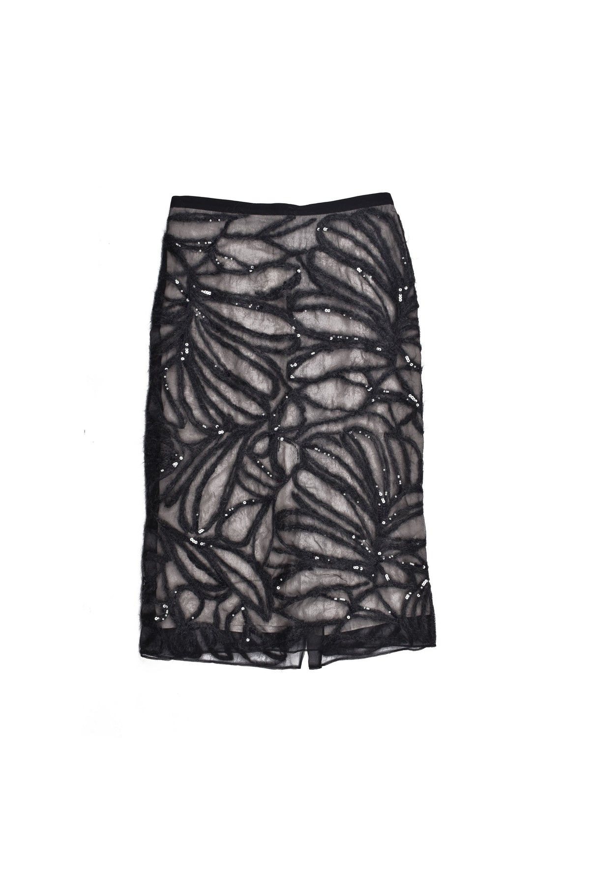 Women's Black Silk Sequin Skirt