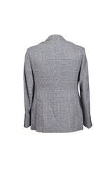 Men's Navy Wool Silk Houndstooth Blazer