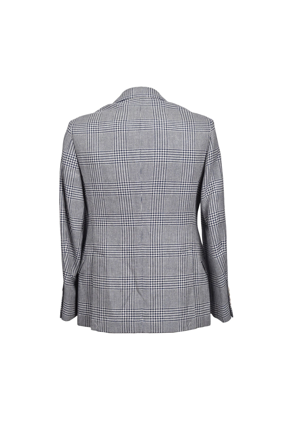 Men's Navy Wool Silk Houndstooth Blazer