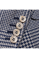 Men's Navy Wool Silk Houndstooth Blazer