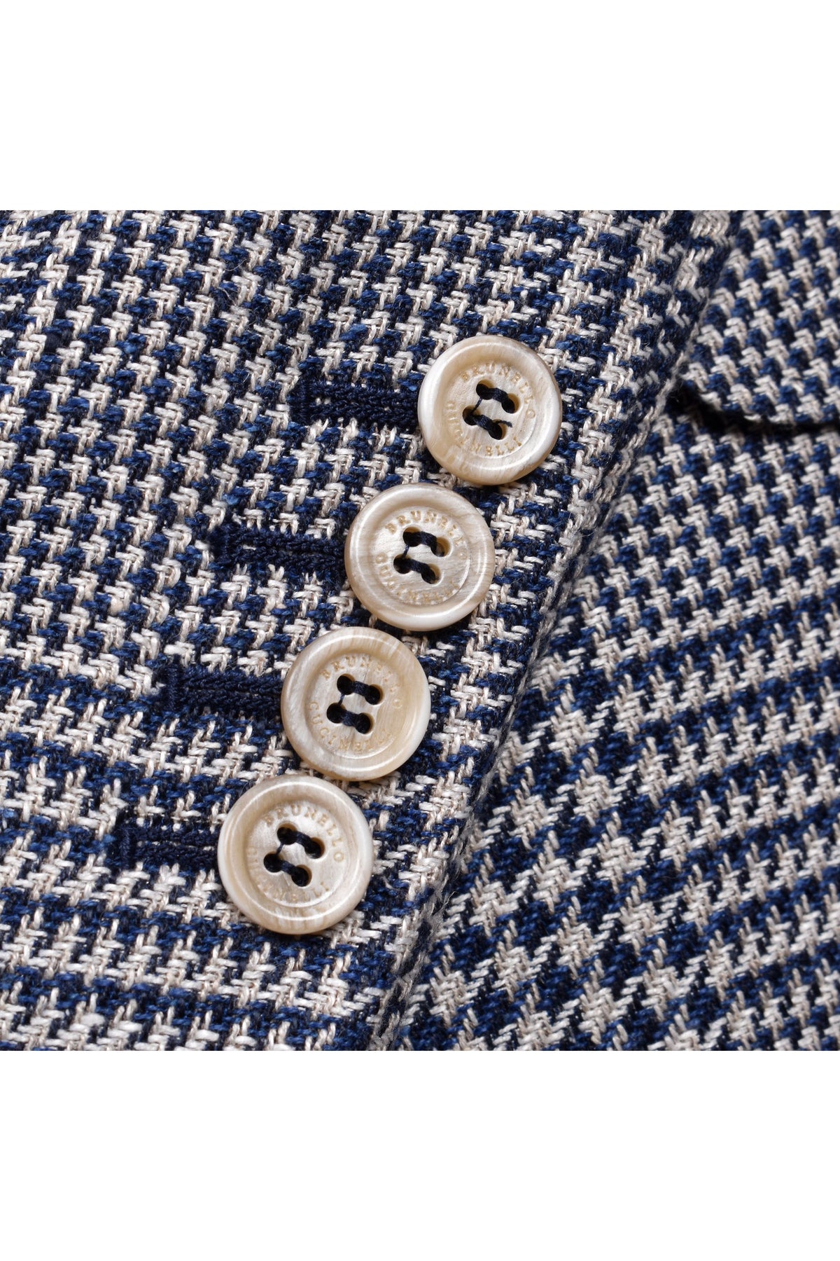 Men's Navy Wool Silk Houndstooth Blazer