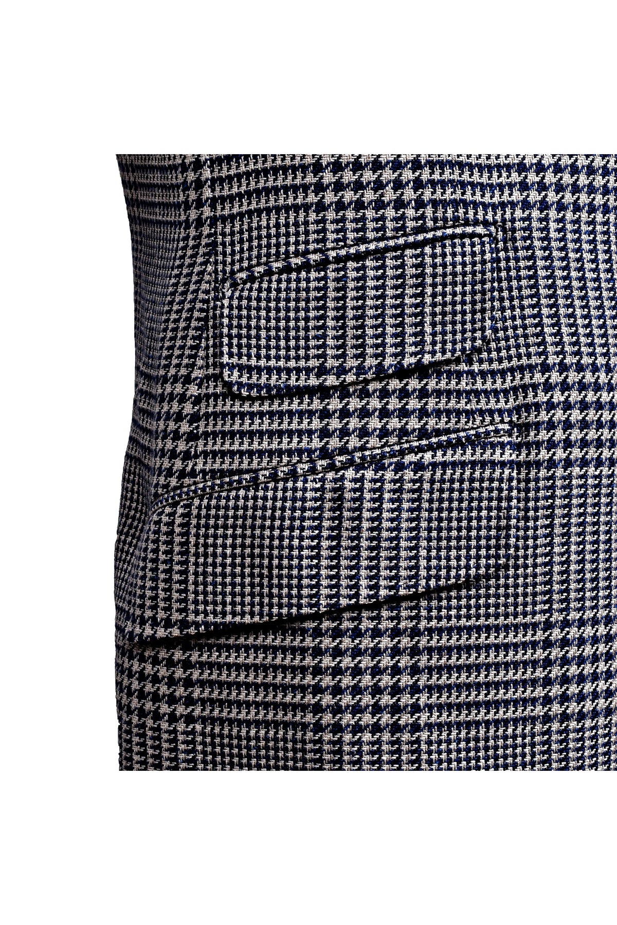 Men's Navy Wool Silk Houndstooth Blazer