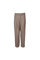 Women's Beige Silk Blend Trousers
