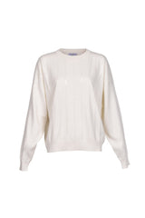 Women's White Cashmere Ribbed Sweater