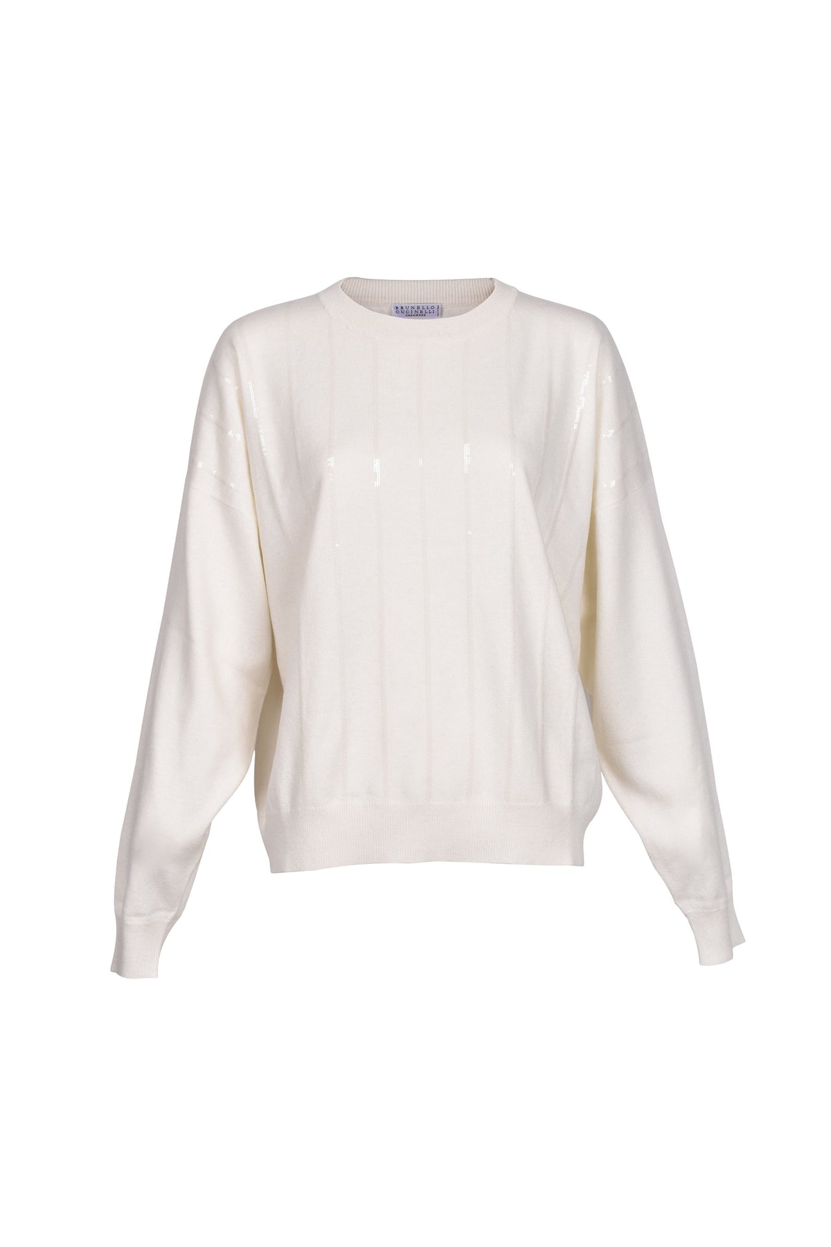 Women's White Cashmere Ribbed Sweater