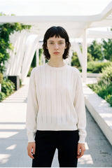Women's White Cashmere Ribbed Sweater