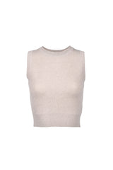 Women's Beige Cashmere Sleeveless Sweater