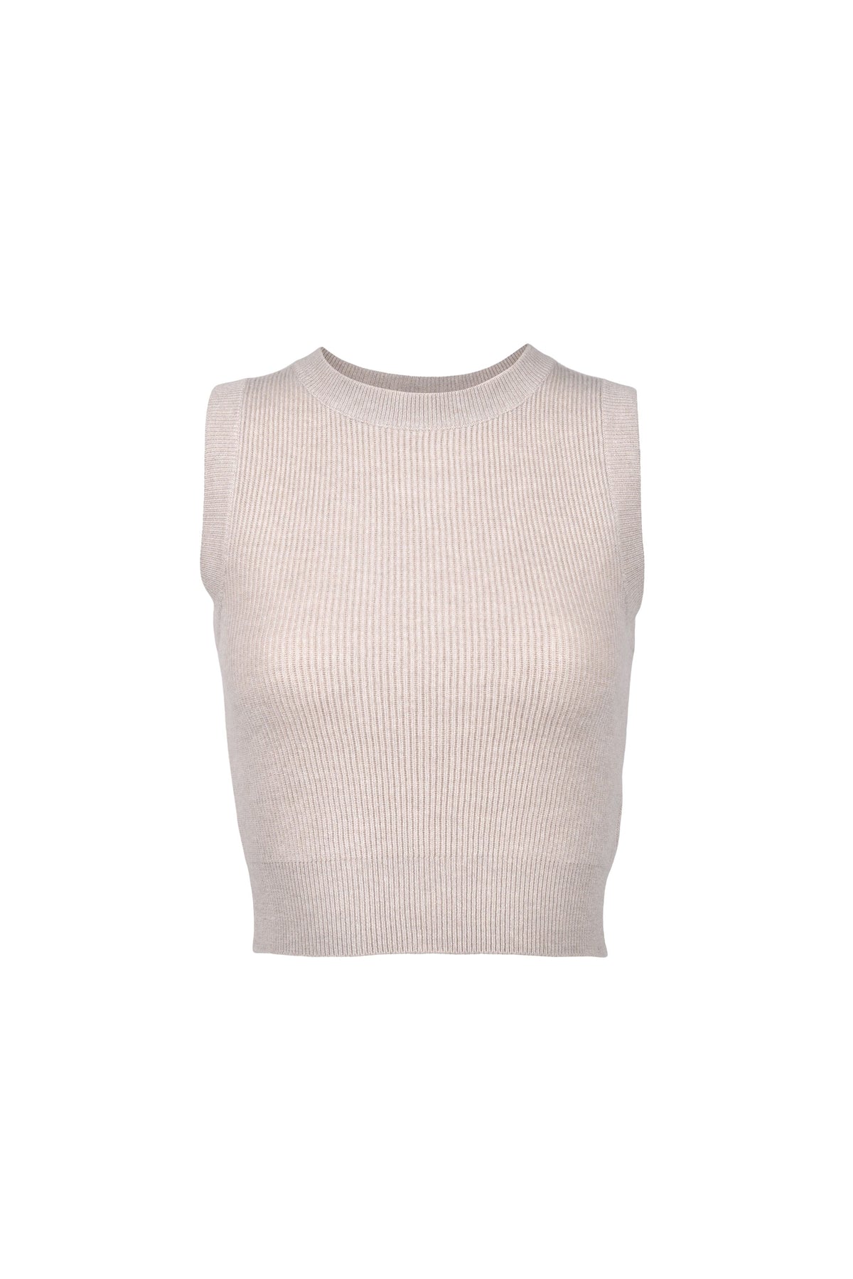 Women's Beige Cashmere Sleeveless Sweater