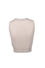 Women's Beige Cashmere Sleeveless Sweater