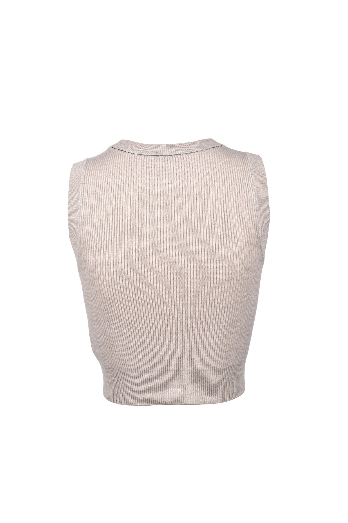 Women's Beige Cashmere Sleeveless Sweater