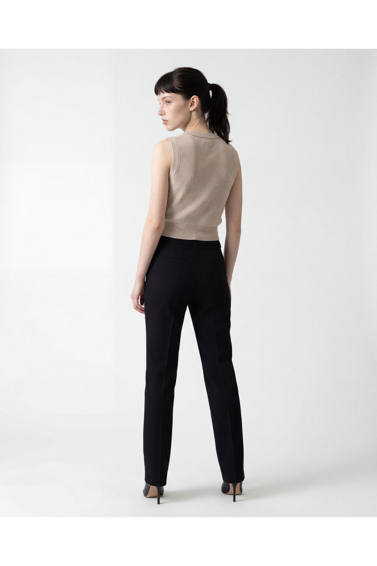 Women's Beige Cashmere Sleeveless Sweater