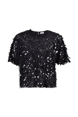 Women's Black Sequin Embellished Shirt