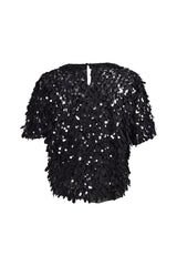Women's Black Sequin Embellished Shirt