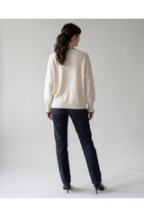 Women's Off White Cashmere Crewneck Sweater
