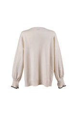 Women's Off White Cashmere Crewneck Sweater