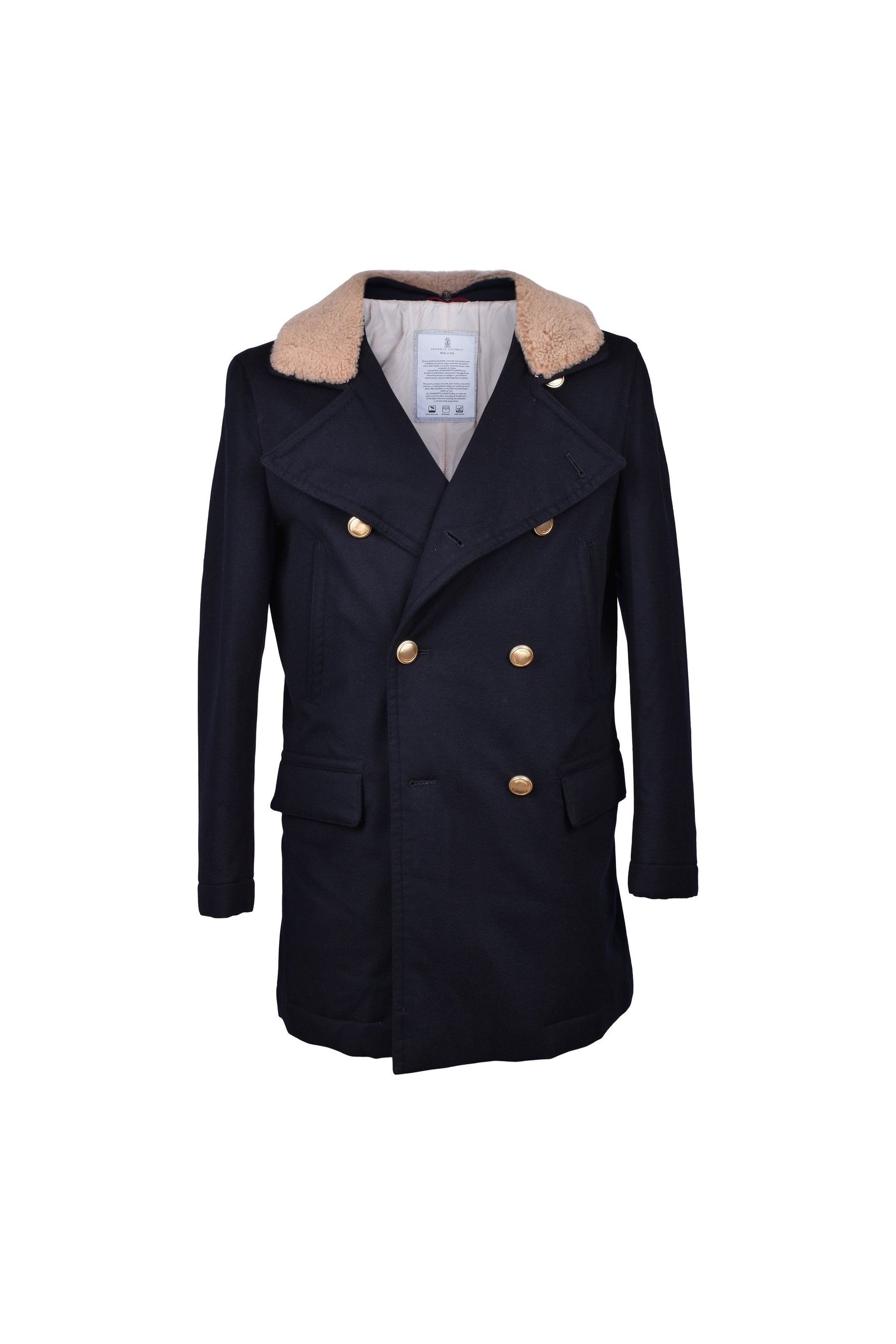 Brunello Cucinelli Men's Navy Wool Pea Jacket
