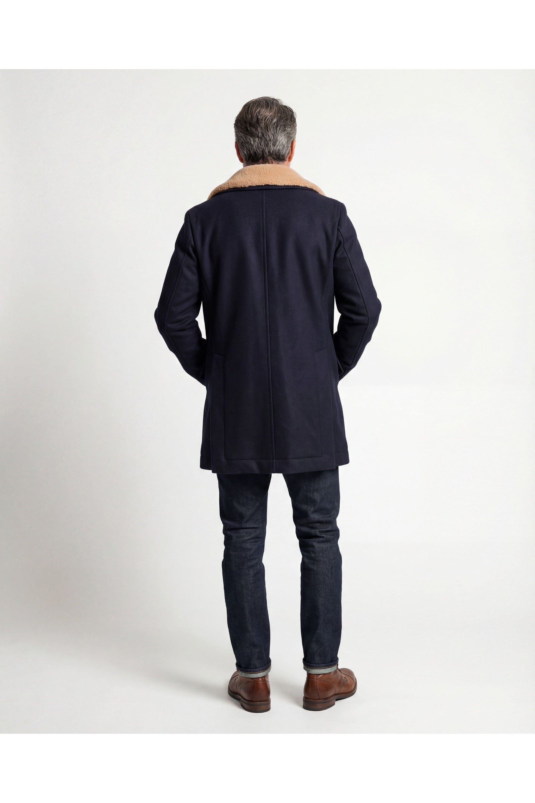 Brunello Cucinelli Men's Navy Wool Pea Jacket