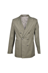 Men's Sage Cotton Double Breasted Suit