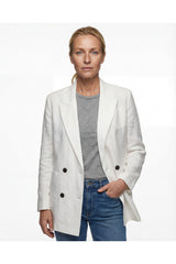 Women's White Double Breasted Blazer