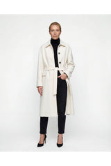 Women's Off White Cashmere Belted Jacket