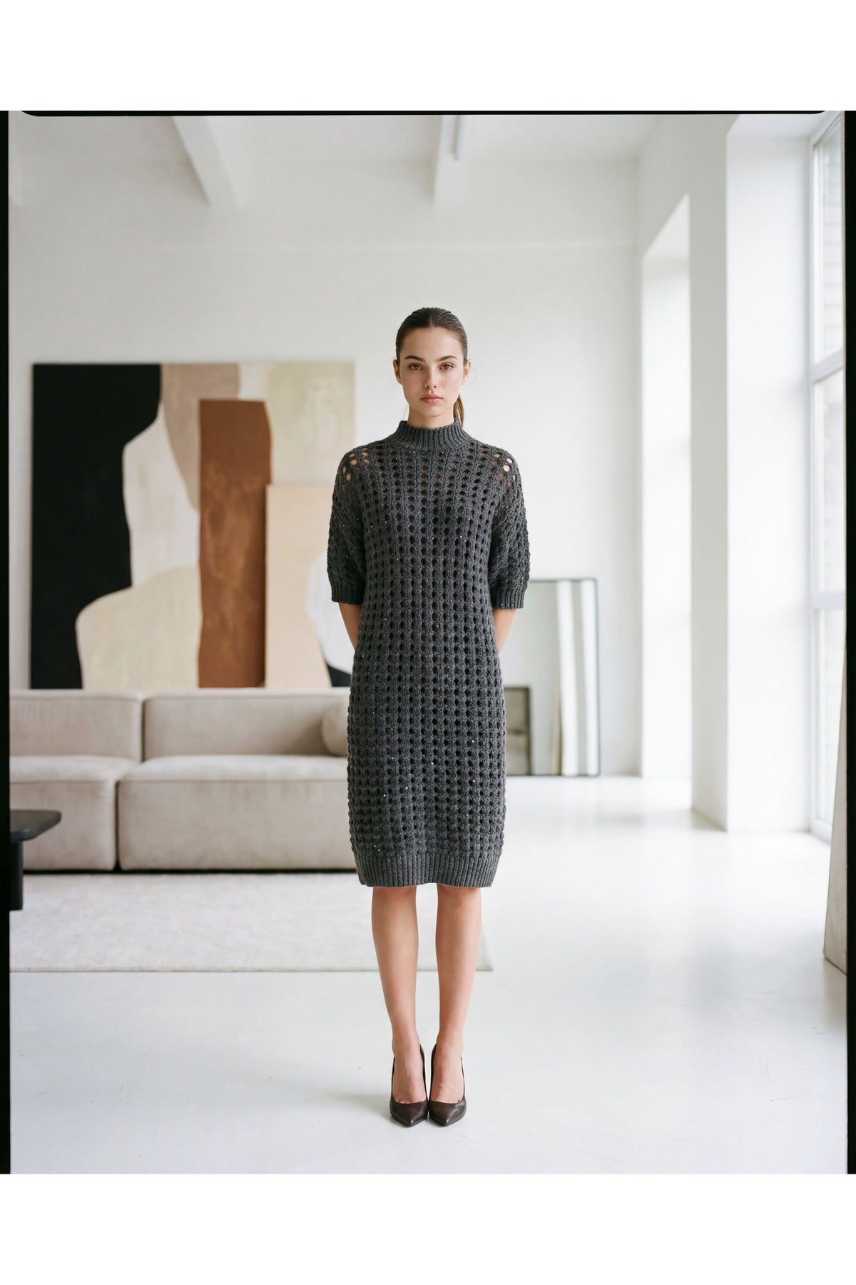 Women's Dark Grey Cashmere Knit Suit