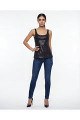 Women's Dark Grey Sequin Tank Shirt