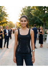 Women's Dark Grey Sequin Tank Shirt