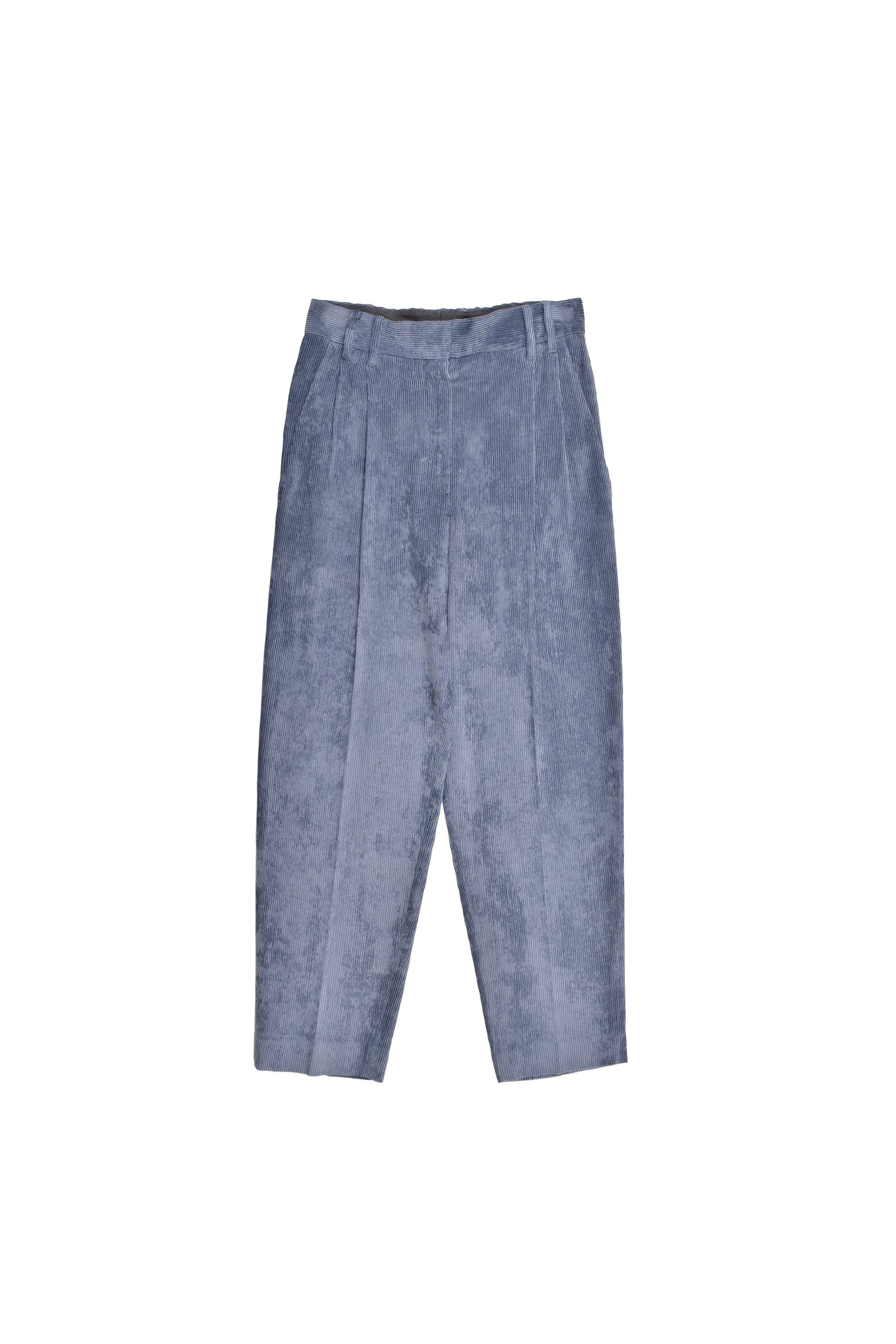 Brunello Cucinelli Women's Blue Pleated Corduroy Trousers