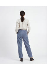 Brunello Cucinelli Women's Blue Pleated Corduroy Trousers