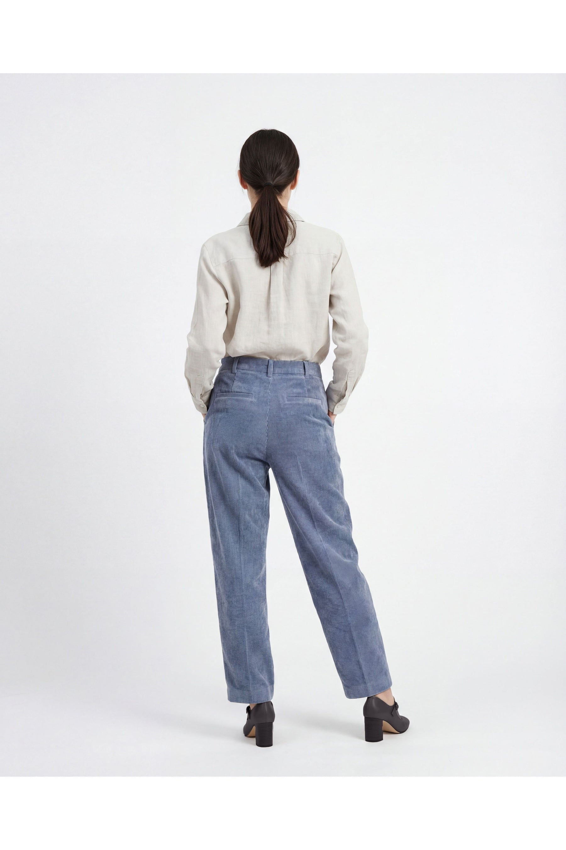 Brunello Cucinelli Women's Blue Pleated Corduroy Trousers
