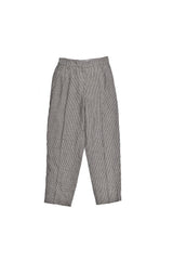 Women's Beige Blue Linen Houndstooth Trousers