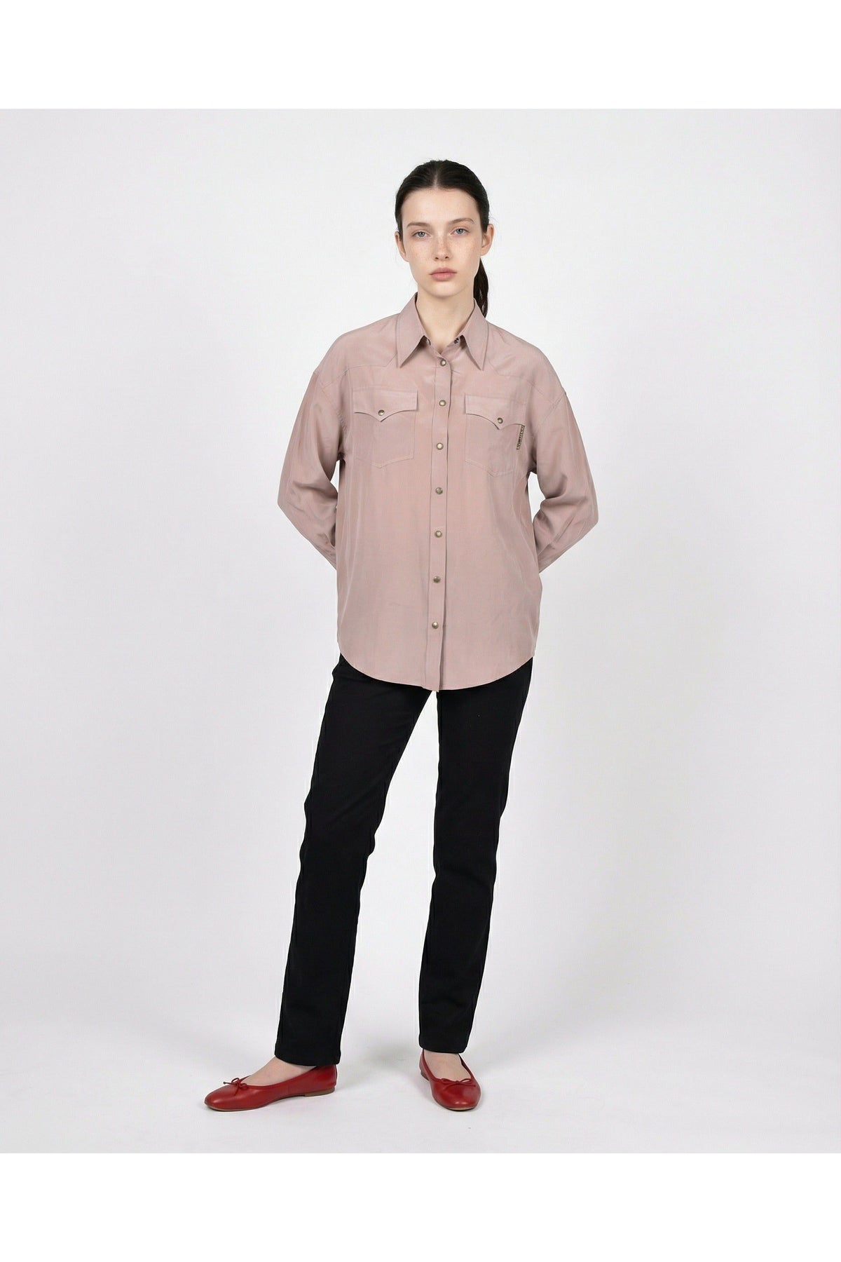 Women's Dusty Pink Silk Shirt