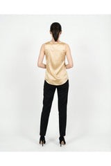 Women's Light Beige Silk Tank Shirt