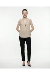 Women's Sand Silk Sleeveless Shirt