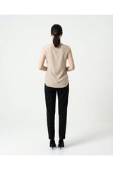 Women's Sand Silk Sleeveless Shirt