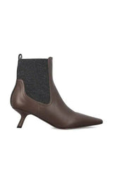 Women's Brown Wool-Lined Leather Chelsea Boots