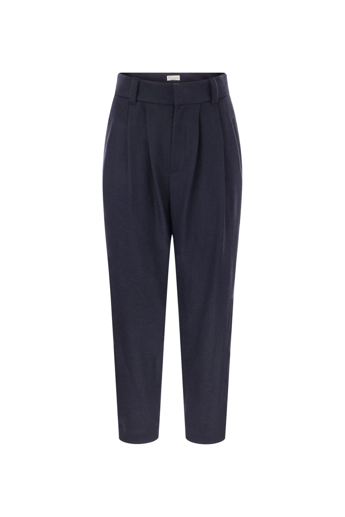 Women's Navy Wool Tailored Trousers