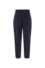 Women's Navy Wool Tailored Trousers