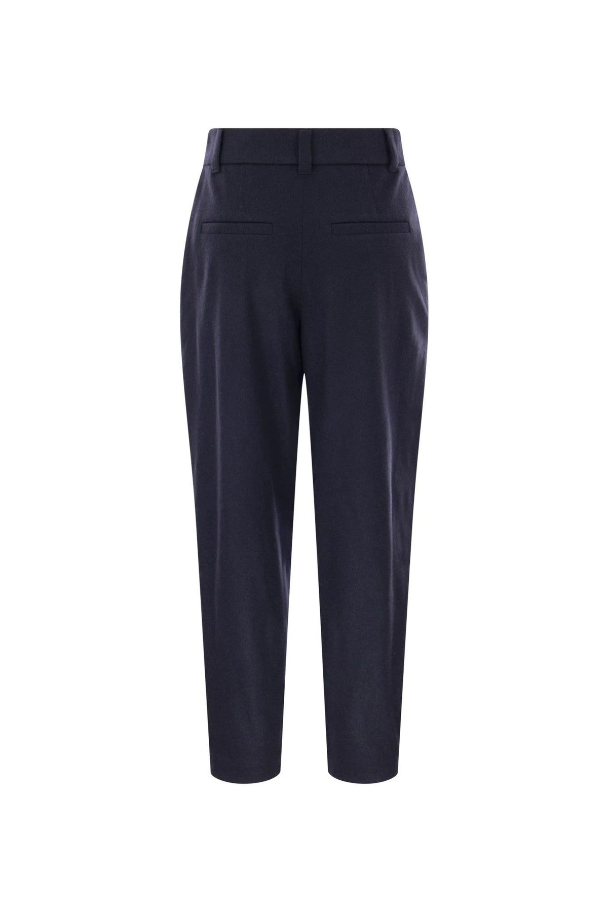 Women's Navy Wool Tailored Trousers