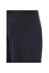 Women's Navy Wool Tailored Trousers