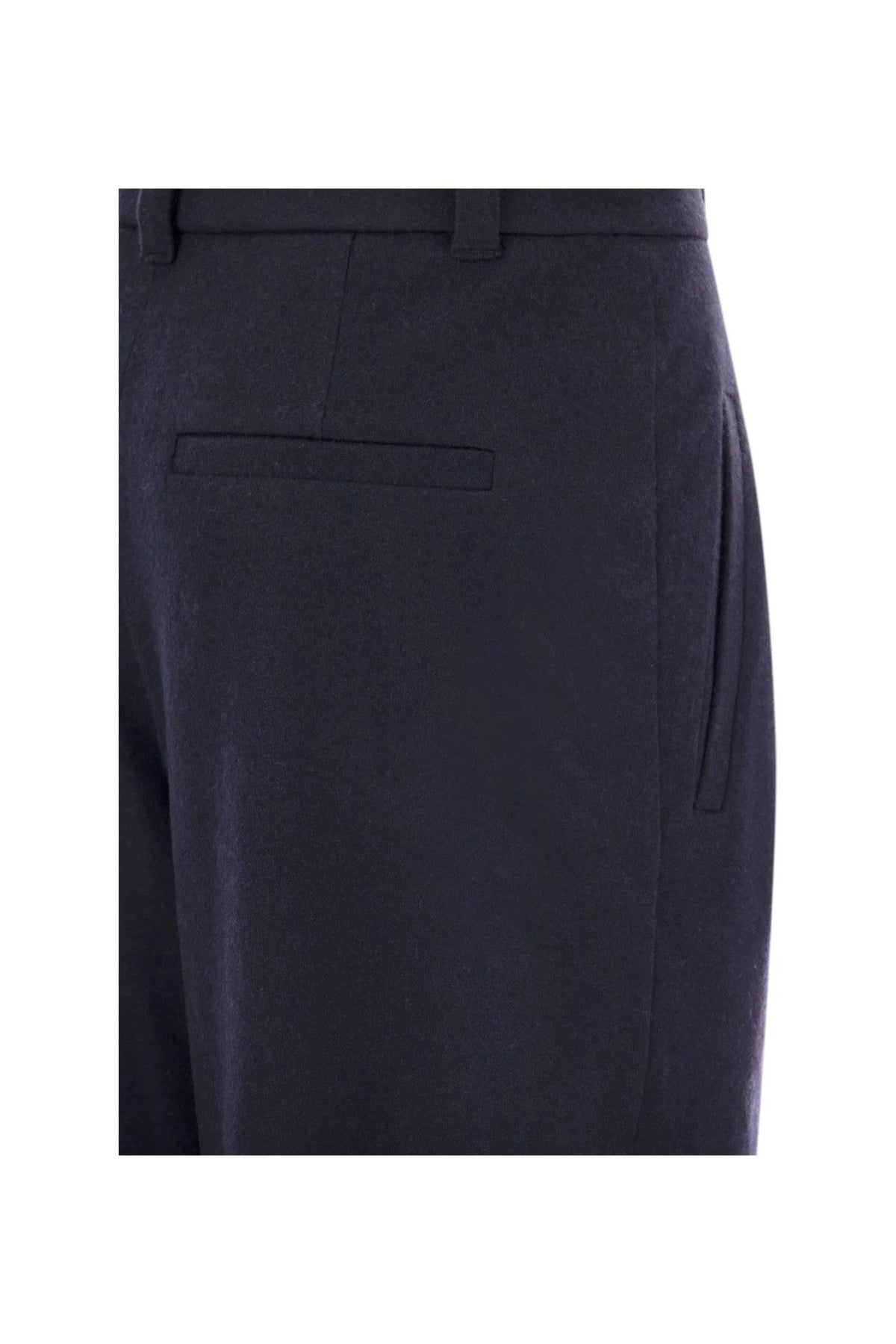 Women's Navy Wool Tailored Trousers
